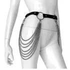 Adjustable Genuine Leather BDSM Belt with Chains — Photo 1