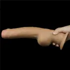 Love Toy kahekihiline silikoonist dildo käepidemega – 28 cm (11″) – Nahavärv — Foto 3