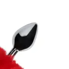Metalinis analinis kištukas su triušio uodega – 13 cm – Raudonas — Nuotrauka 8