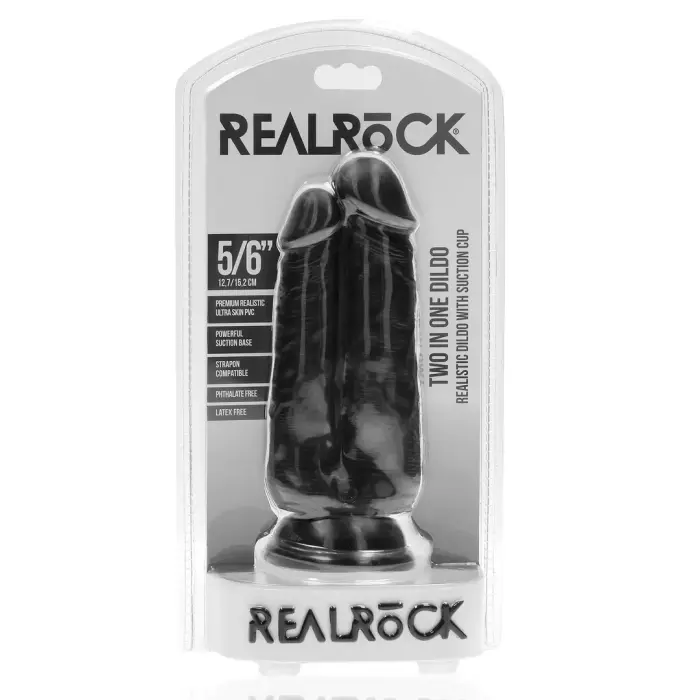 RealRock Two in One Dildo – 15.2 cm (6″) – Black