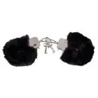 Love Cuffs металлические наручники с плюшевыми накладками – чёрные — Фото 2
