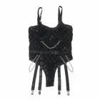 Subblime 9542277 Bodysuit with Decorative Chains & Garter Belt – Black – L/XL — Photo 5