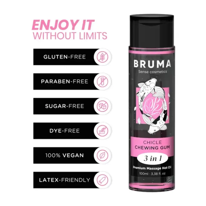 BRUMA Premium 3-in-1 массажное масло с ароматом жевательной резинки – 100 мл