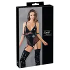 Cottelli BONDAGE боди wet look с кольцами и молниями – чёрный – S — Фото 1