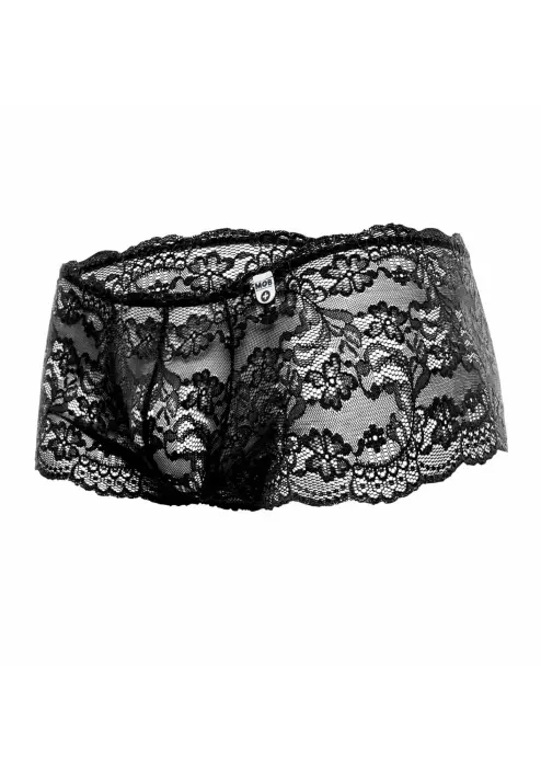 MOB Eroticwear Rose Lace Boxer Shorts – Black – S/M Photo