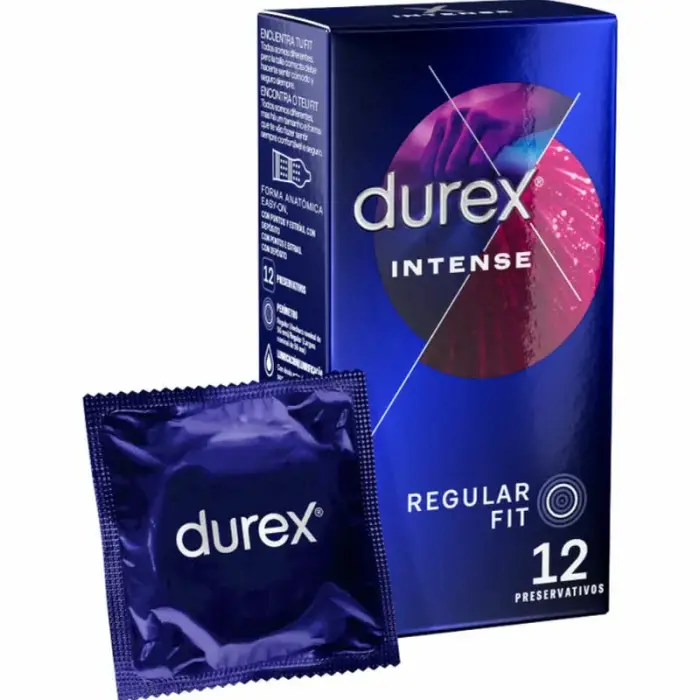 Durex Intense Ribbed & Dotted Condoms with Stimulating Gel – 12 pcs