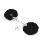 Budget Thin-Metal Black Plush Handcuffs Foto 1