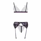 Christine Axelle 3-osaline komplekt – avatud tassidega rinnahoidja, sukahoidja ja stringid – lilla – S/M — Foto 5