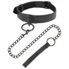 Darkness – adjustable neoprene collar with metal chain leash – black — Photo 5