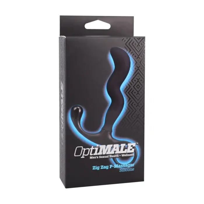 OptiMALE Zig Zag – silicone prostate massager with pull ring – black – 11.4 cm