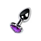 Sudraba anālais spraudnis ar violetu sirds formas dārgakmeni – S – Purple Foto 2