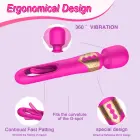 Wand вибратор с подвижным язычком – 18 cm (7″) – розово-красный — Фото 8