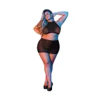 Polka Dot Mesh Halter and Skirt Set - 2XL - Black — Photo 6
