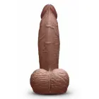 b-Vibe SlipSkin 6" Girthy – slėgiui reaguojančio silikono dildo su siurbtuku – rudas – 15,2 cm — Nuotrauka 4
