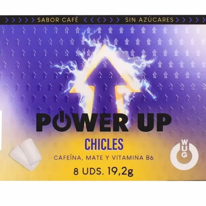 WUG POWER UP функциональная жевательная резинка со вкусом кофе, кофеином и мате – 8 шт.