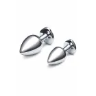 b-Vibe Jewel Heart – metallist anaalpistikute treeningkomplekt roosa südamekiviga – 2 tk – tsinksulamist — Foto 4