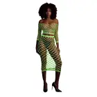 Neon Green Long Sleeve Crop Top and Long Skirt Set – One Size — Photo 7