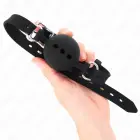 KINK Full Silicone Gag M, Black – Adjustable Strap, 4.5cm Ball, 55cm — Photo 2