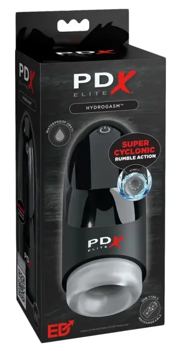 PDX Elite Hydrogasm Frosted Black Intimate Swirl Masturbator – 20 cm
