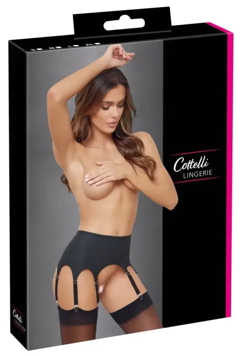 Cottelli LINGERIE Garter Belt with Metal Details – Black – XL