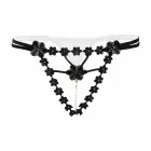 Christine Mea Pearl – avatud haruga string – lillemustriga pits, eemaldatav pärlilõng – must – L/XL — Foto 3