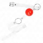 KINK regulējams 4 cm sarkans caurspīdīgs PVC bumbiņas knevelis — Foto 2