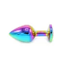 Varavīksnes krāsu anālais spraudnis ar akmeni – 8 cm (3.1″) — Foto 2