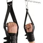 Red Leather Suspension Cuffs – Black — Photo 1