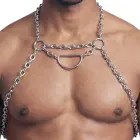 Svenjoyment men's metal chain chest harness with D-ring – silver — Photo 5
