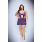 Baci Lingerie Amethyst Lace Babydoll – Purple – Queen Size — Photo 3