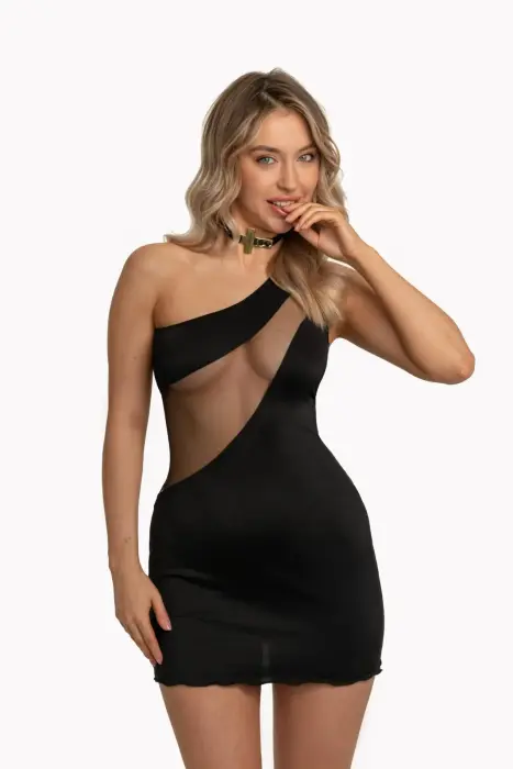 KAREN One-Shoulder Dress – Black – XS