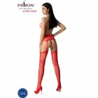 Passion S028 красные чулки с поясом для чулок – один размер — Фото 4