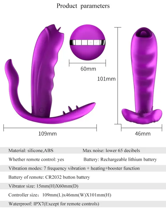 Silikona biksīšu vibrators ar sildīšanu un tālvadību – 7 funkcijas Foto 13