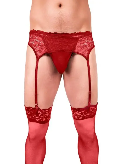 Prowler Red Lace Garter Set – L