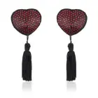 Südamekujulised säravad nibukatted tupsudega – punased Photo