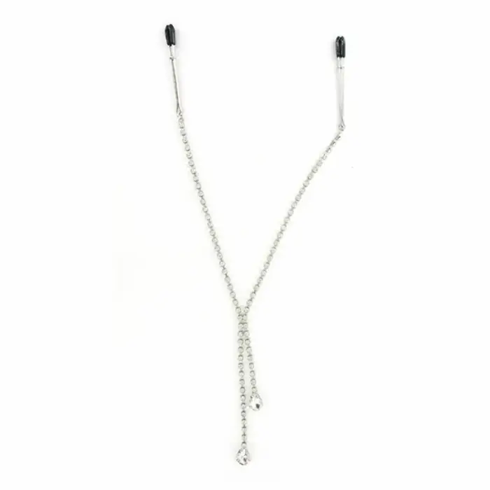 Sportsheets Sincerely Teardrop Crystal Chain регулируемые зажимы для сосков с цепочкой – серебряные