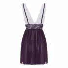 Christine Lieve – babydoll ir tanga komplektas – platus nėrinių sijonas, trikampės taurelės – violetinis – S/M — Nuotrauka 5