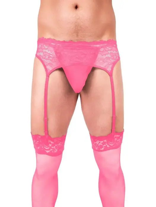 Prowler Pink Lace Garter Set – XXL