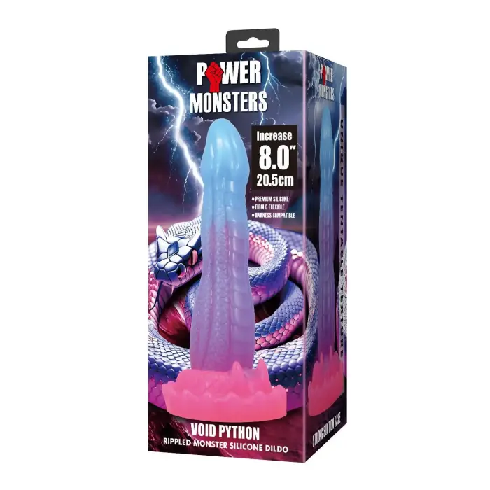 Power Monsters Void Python – 20.5 cm (8″) Rippled Monster silikona dildo – Melns Foto 9