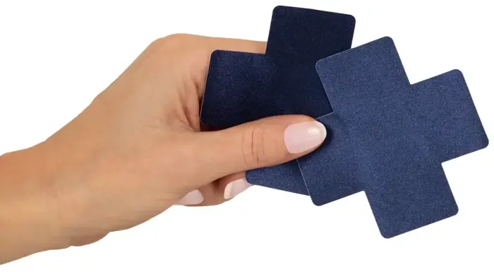 Krūšu uzlīmju komplekts - krusts - zils Foto 4