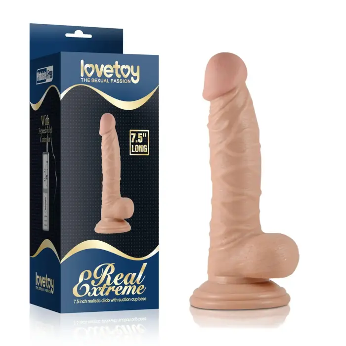 LoveToy Real Extreme Dildo – reālistisks dildo – PVC – miesas krāsa – 19,0 cm