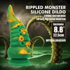 POWER MONSTERS Abyssal Colossus – fantāzijas silikona dildo – taustekļu faktūra, divkrāsu – zaļš un dzeltens – 22,5 cm / Ø 6 cm — Foto 8