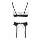 Gush Christine – 3-osaline pitsilingerie komplekt – 1/4 tassiga rinnahoidja, tanga ja sukahoidja – must – M — Foto 7