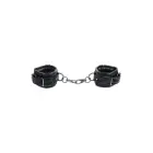 SPORTSHEETS Velvet Noir Handcuffs – roku dzelži – mākslīgā āda – melns – samta virsma — Foto 3