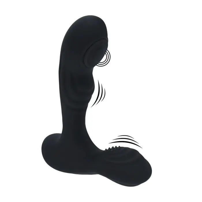 Vibrating and Tapping Silicone Prostate Massager with Ball Stimulator – 16 cm – Black
