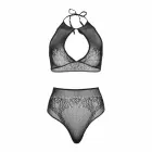 Leg Avenue divdaļīgs tops ar kakla siksniņām un paaugstinātas jostasvietas stringu komplekts – melns – One size — Foto 5