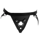 Fetish Fantasy Series Vinyl Harness – adjustable strap-on harness with 4 rings – black — Photo 4