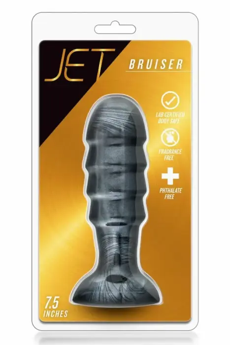 Jet Bruiser – suuremõõtmeline PVC anaalpistik imikupõhjaga – süsinikmetallik must – 19 cm