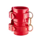 Kinky Diva High Gloss Vegan Leather Wrist Cuffs – Red – 21 cm — Photo 4