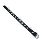 Black Leather Slim Collar with Multi-Metal Eyelets — Photo 4